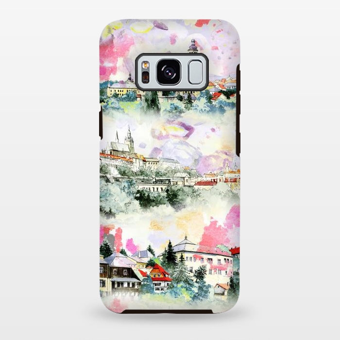 Galaxy S8 plus StrongFit Watercolor mountain castles sketch by Oana 