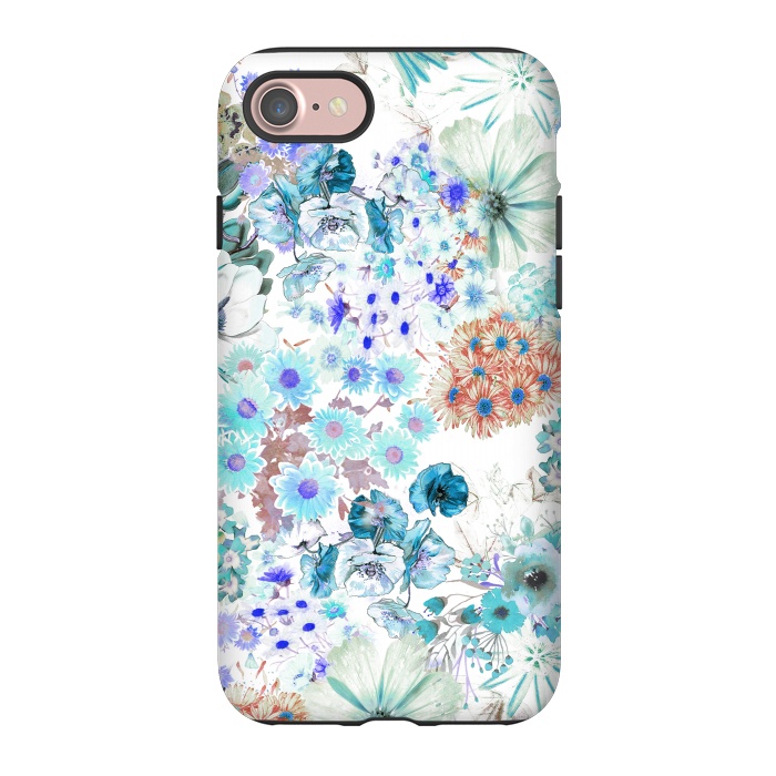 iPhone 7 StrongFit Romantic blue watercolor flowers by Oana 