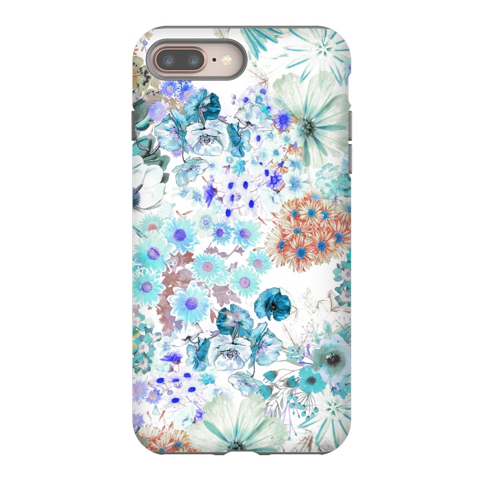 iPhone 7 plus StrongFit Romantic blue watercolor flowers by Oana 