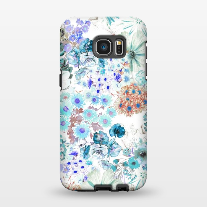 Galaxy S7 EDGE StrongFit Romantic blue watercolor flowers by Oana 