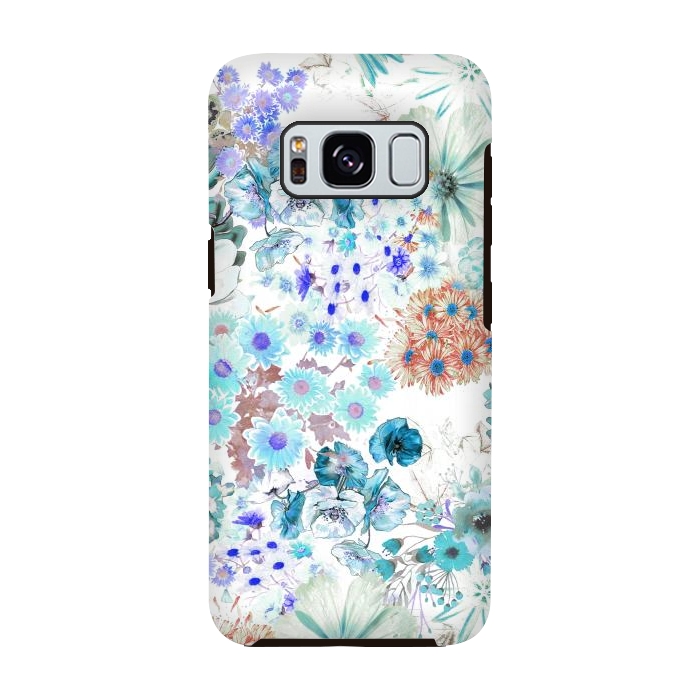 Galaxy S8 StrongFit Romantic blue watercolor flowers by Oana 
