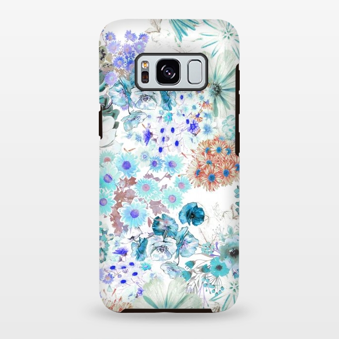 Galaxy S8 plus StrongFit Romantic blue watercolor flowers by Oana 