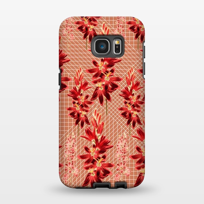 Galaxy S7 EDGE StrongFit Brown Floral Print by Zala Farah