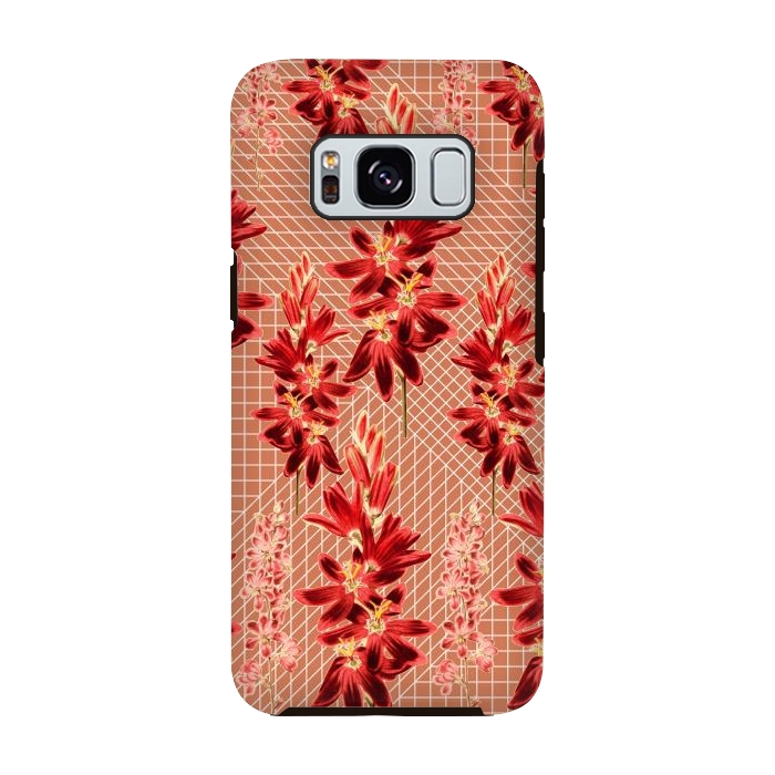 Galaxy S8 StrongFit Brown Floral Print by Zala Farah