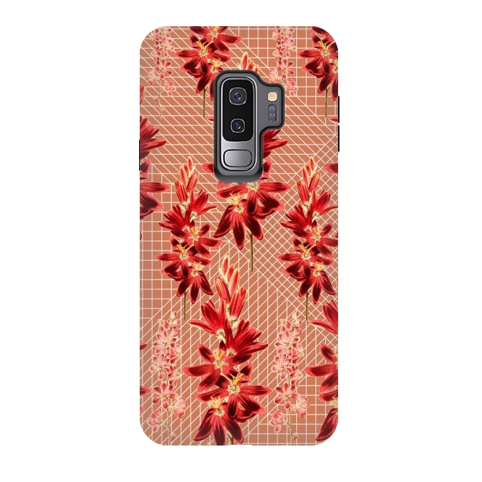 Galaxy S9 plus StrongFit Brown Floral Print by Zala Farah
