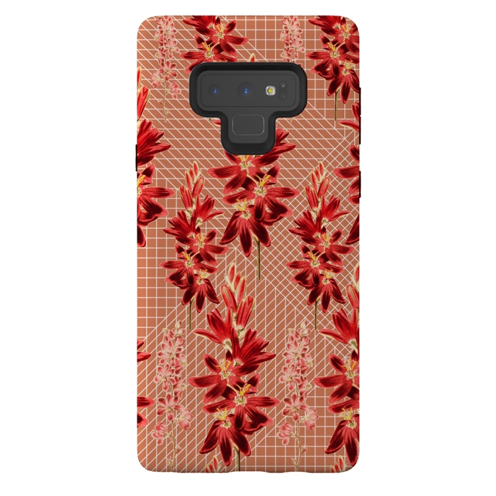 Galaxy Note 9 StrongFit Brown Floral Print by Zala Farah