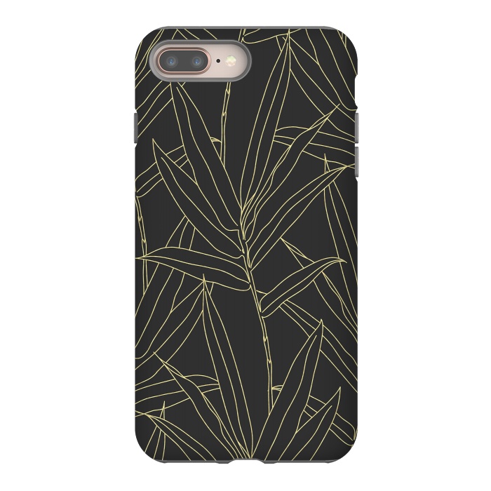 iPhone 7 plus StrongFit Elegant bamboo foliage gold strokes design  by InovArts