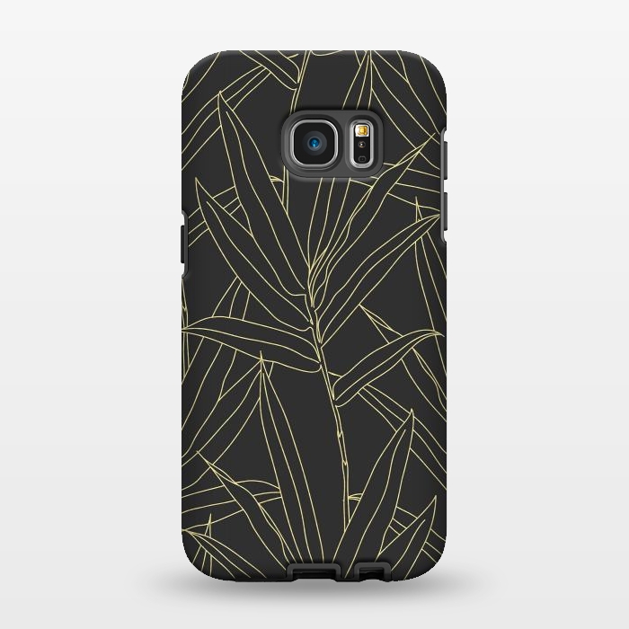 Galaxy S7 EDGE StrongFit Elegant bamboo foliage gold strokes design  by InovArts