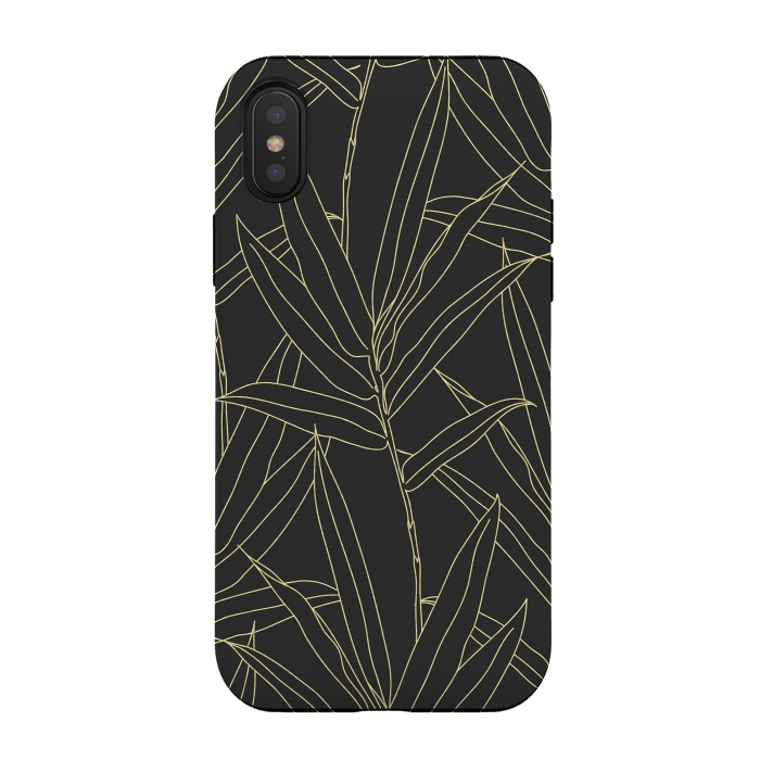iPhone Xs / X StrongFit Elegant bamboo foliage gold strokes design  by InovArts