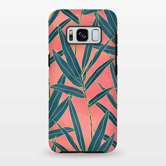 Galaxy S8 plus StrongFit Modern coral and blue foliage design  by InovArts