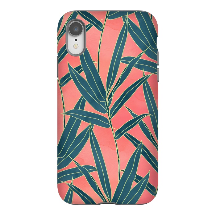 iPhone Xr StrongFit Modern coral and blue foliage design  by InovArts