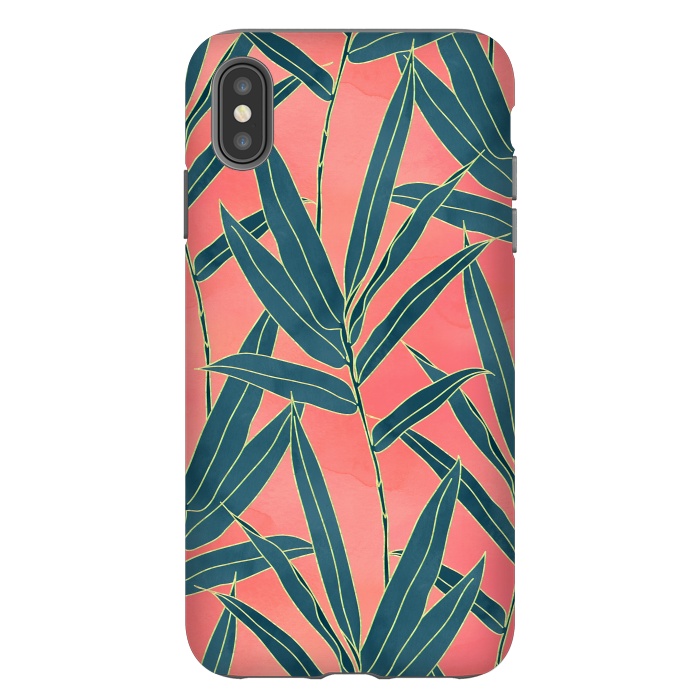 iPhone Xs Max StrongFit Modern coral and blue foliage design  by InovArts