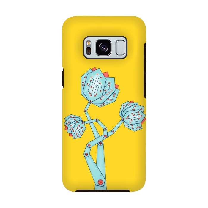 Galaxy S8 StrongFit Circuit Board Mechanical Flowers by Boriana Giormova