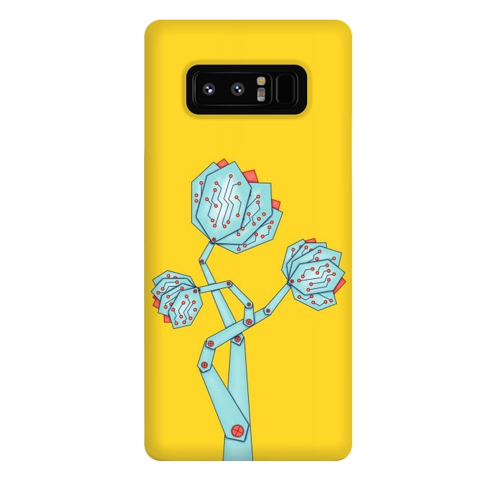 Galaxy Note 8 StrongFit Circuit Board Mechanical Flowers by Boriana Giormova