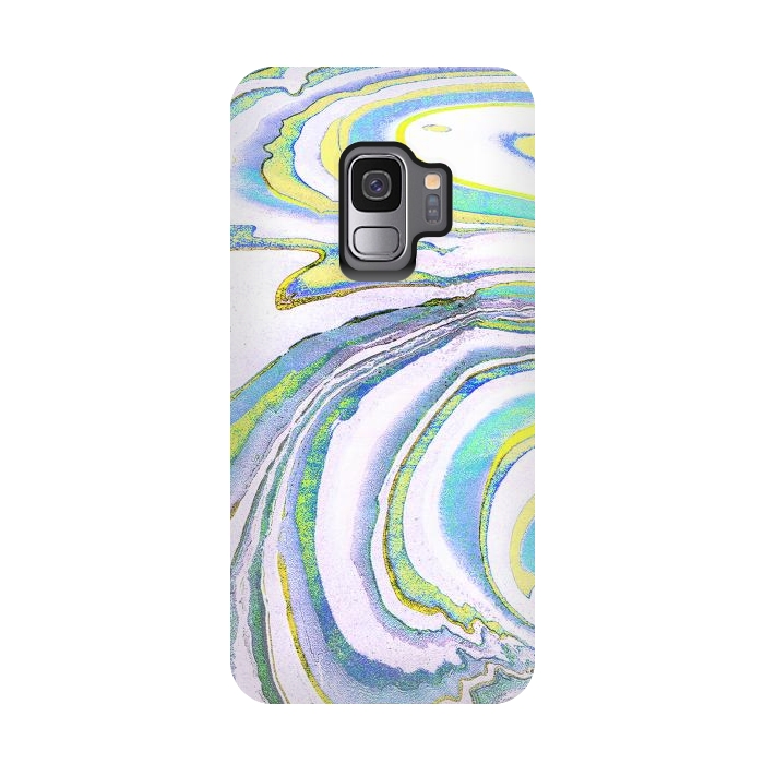 Galaxy S9 StrongFit Colorful marble festival stripes by Oana 