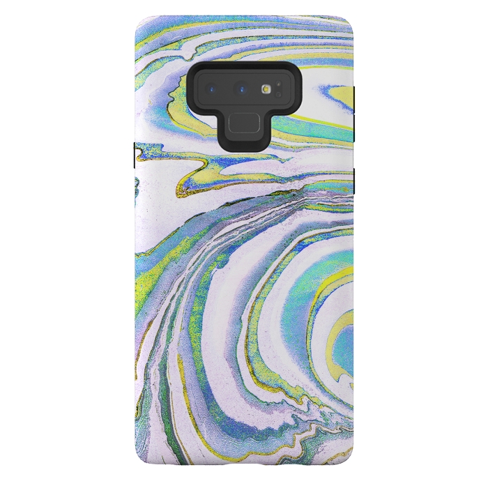 Galaxy Note 9 StrongFit Colorful marble festival stripes by Oana 