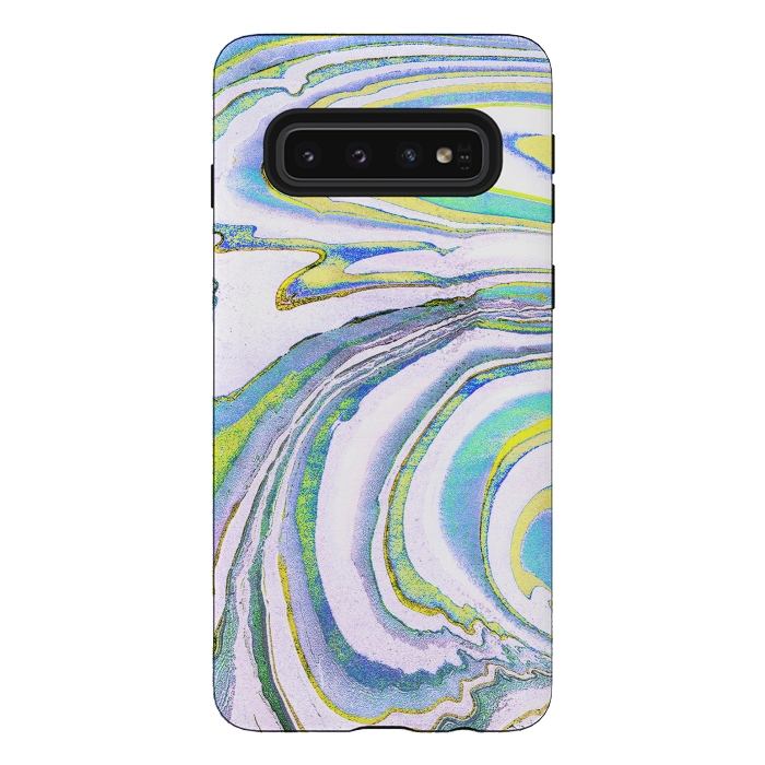 Galaxy S10 StrongFit Colorful marble festival stripes by Oana 