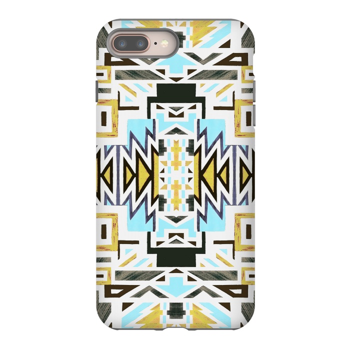 iPhone 7 plus StrongFit Colorful African tiki geometric pattern by Oana 