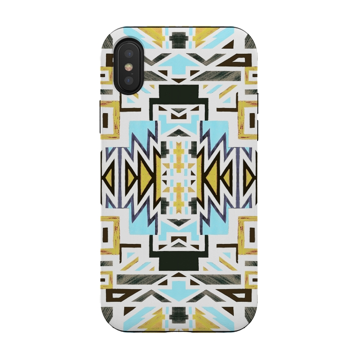 iPhone Xs / X StrongFit Colorful African tiki geometric pattern by Oana 