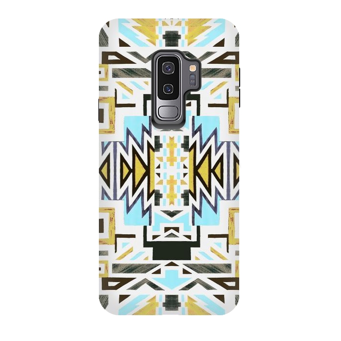 Galaxy S9 plus StrongFit Colorful African tiki geometric pattern by Oana 