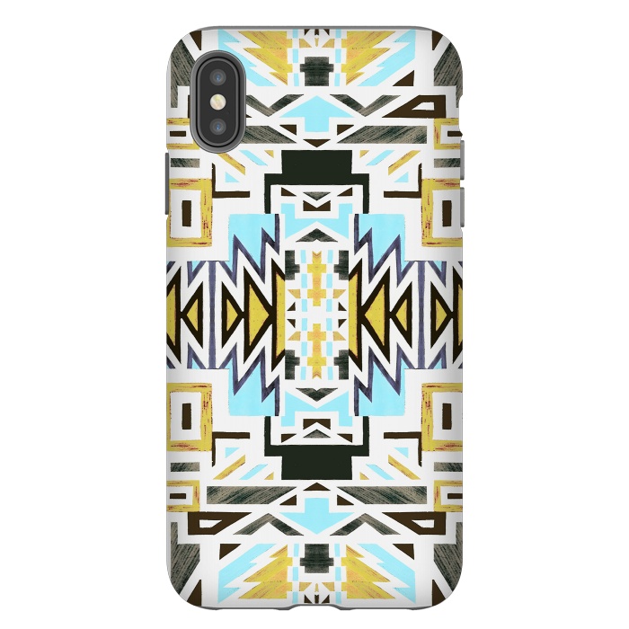 iPhone Xs Max StrongFit Colorful African tiki geometric pattern by Oana 