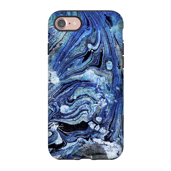 iPhone 7 StrongFit Abstract blue painted marble art by Oana 