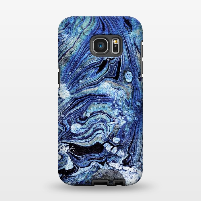 Galaxy S7 EDGE StrongFit Abstract blue painted marble art by Oana 