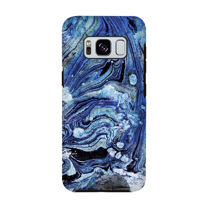Galaxy S8 StrongFit Abstract blue painted marble art by Oana 