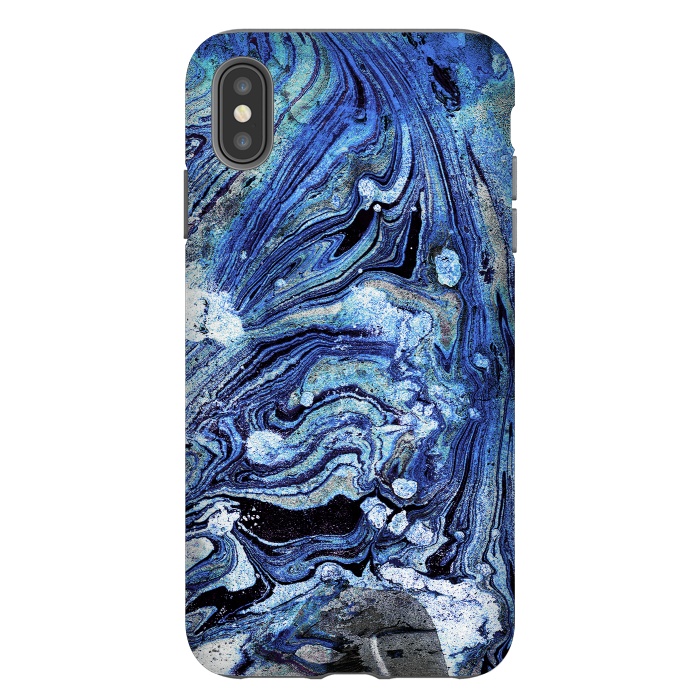 iPhone Xs Max StrongFit Abstract blue painted marble art by Oana 