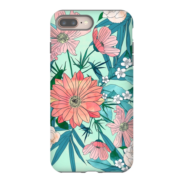 iPhone 7 plus StrongFit Boho chic spring garden flowers illustration by InovArts