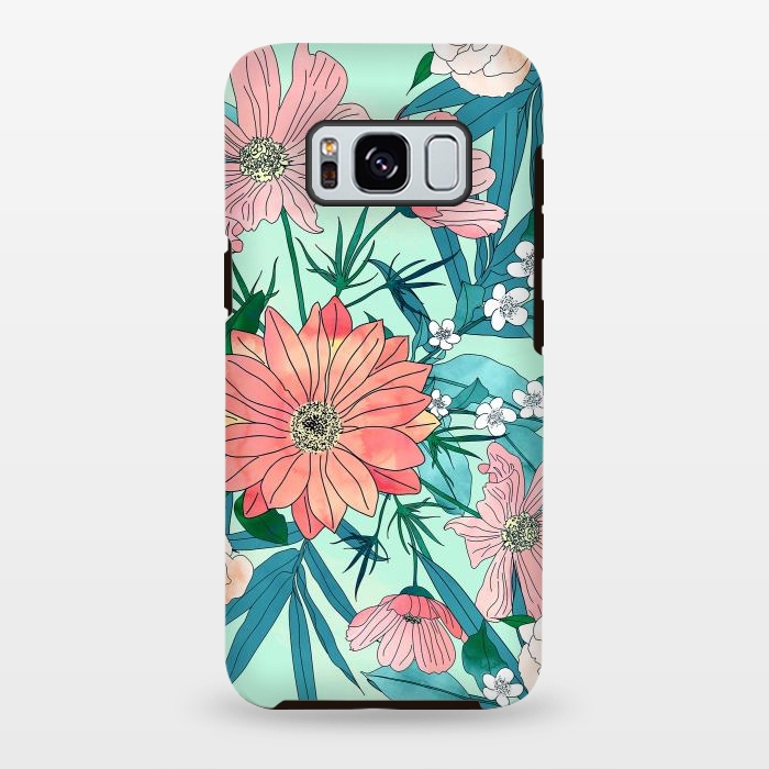 Galaxy S8 plus StrongFit Boho chic spring garden flowers illustration by InovArts