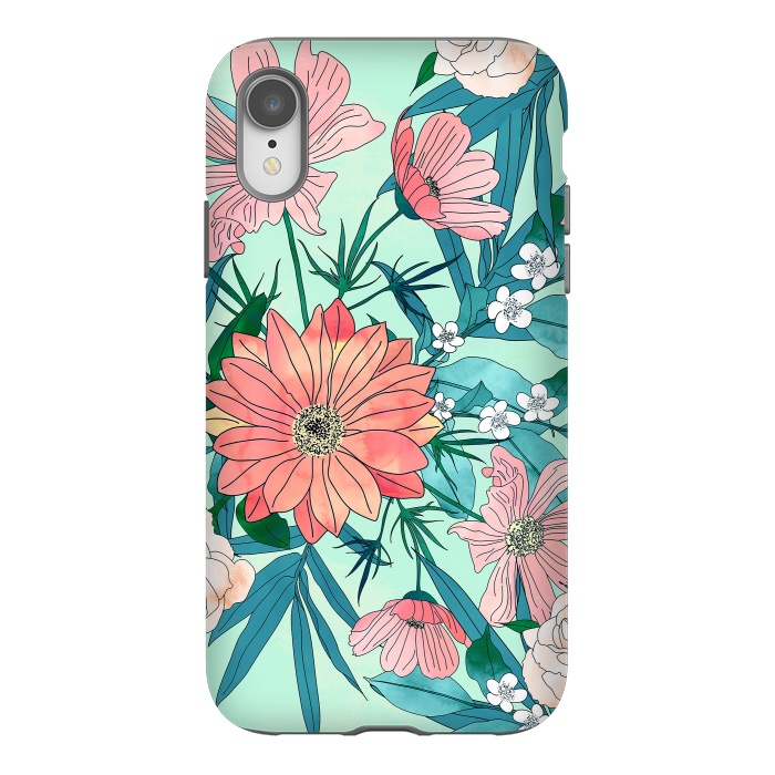 iPhone Xr StrongFit Boho chic spring garden flowers illustration by InovArts
