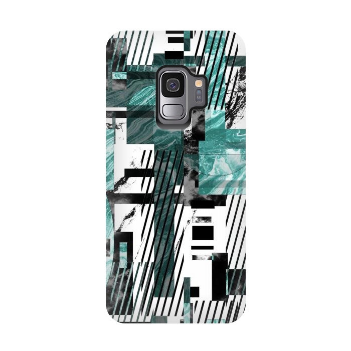 Galaxy S9 StrongFit Abstract geometric marble tiles composition by Oana 