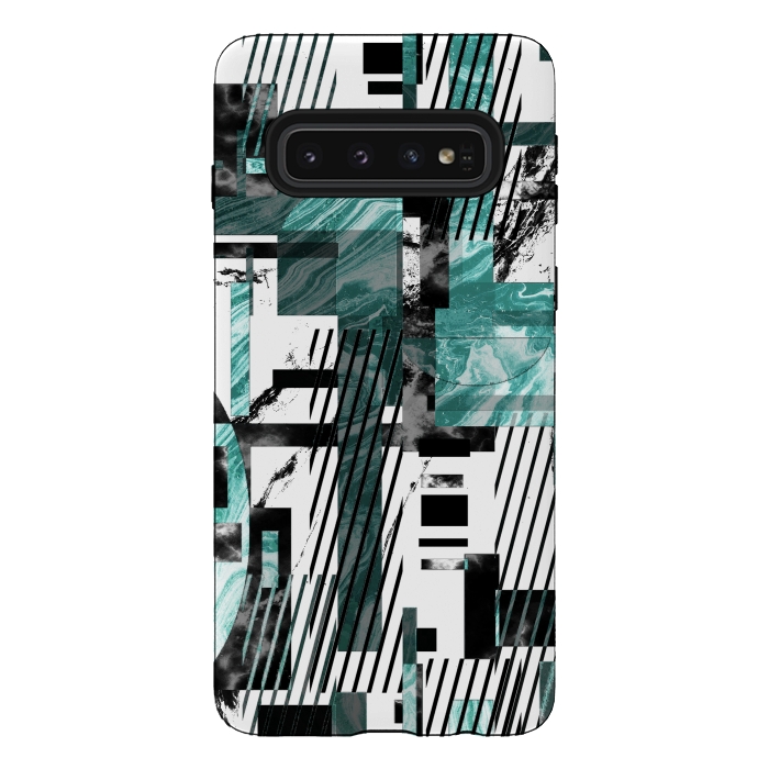 Galaxy S10 StrongFit Abstract geometric marble tiles composition by Oana 