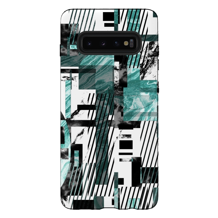 Galaxy S10 plus StrongFit Abstract geometric marble tiles composition by Oana 