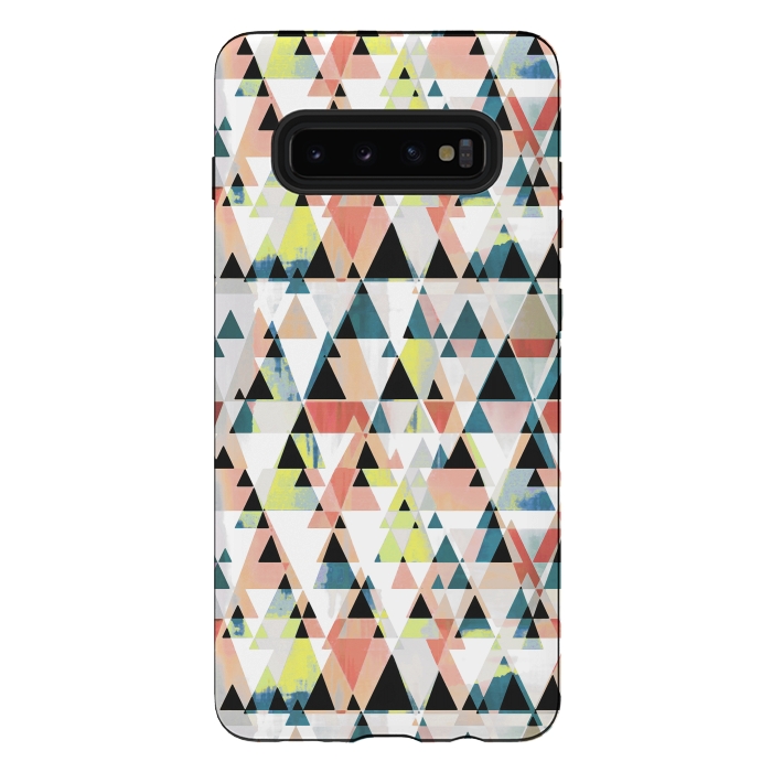 Galaxy S10 plus StrongFit Colorful sprayed triangle pattern by Oana 