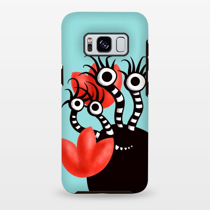 Galaxy S8 plus StrongFit Cute Monster With Four Eyes And Abstract Tulips by Boriana Giormova