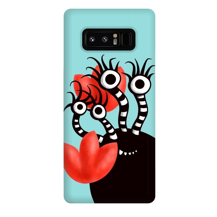 Galaxy Note 8 StrongFit Cute Monster With Four Eyes And Abstract Tulips by Boriana Giormova