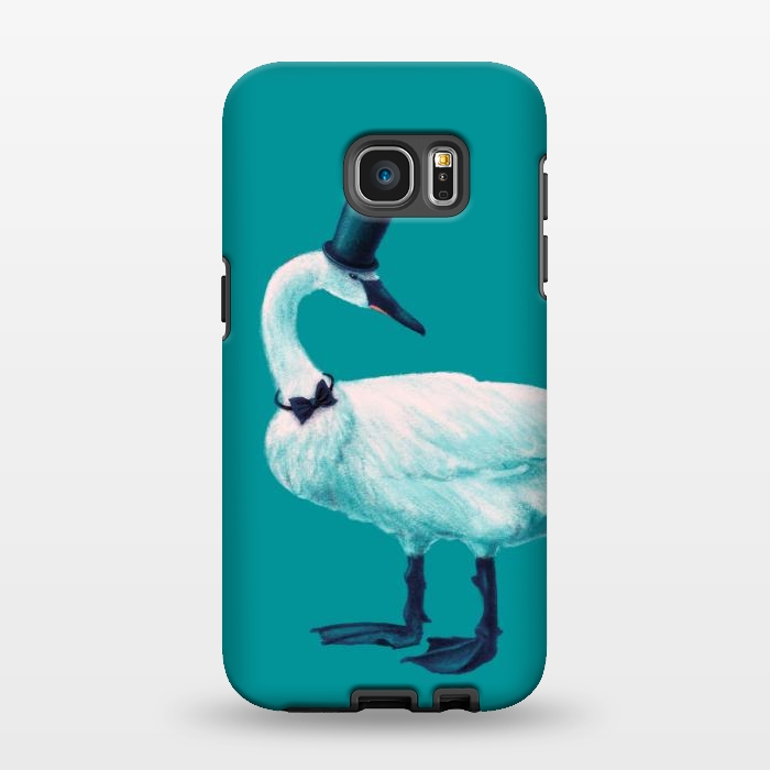 Galaxy S7 EDGE StrongFit Funny Swan Gentleman With Bowtie And Top Hat by Boriana Giormova