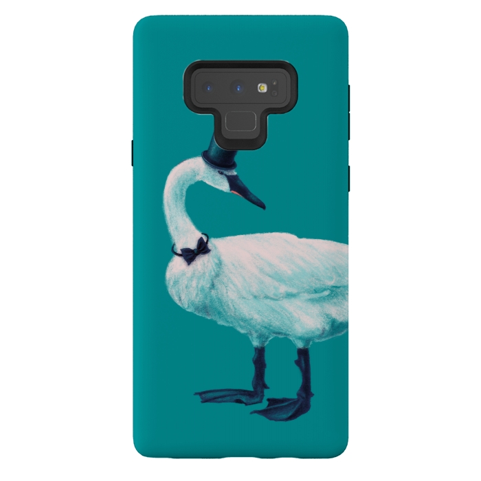 Galaxy Note 9 StrongFit Funny Swan Gentleman With Bowtie And Top Hat by Boriana Giormova
