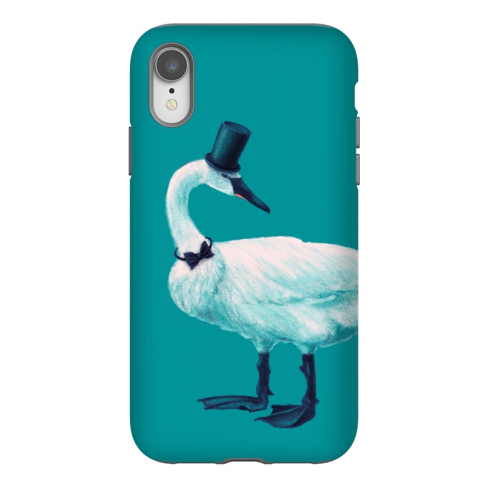 iPhone Xr StrongFit Funny Swan Gentleman With Bowtie And Top Hat by Boriana Giormova