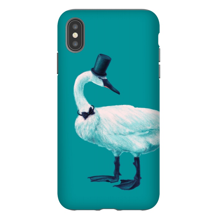 iPhone Xs Max StrongFit Funny Swan Gentleman With Bowtie And Top Hat by Boriana Giormova