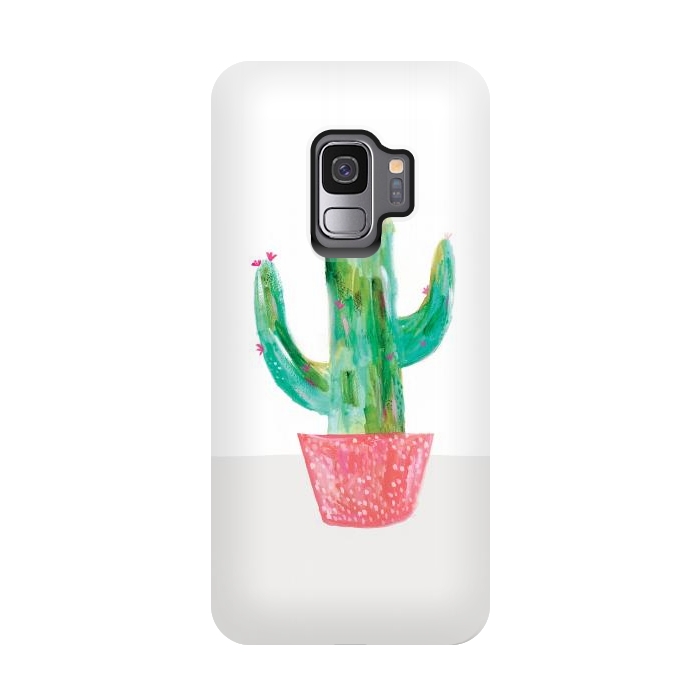 Galaxy S9 StrongFit Cactus in coral pot by lauradidthis