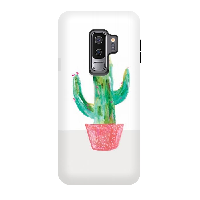 Galaxy S9 plus StrongFit Cactus in coral pot by lauradidthis