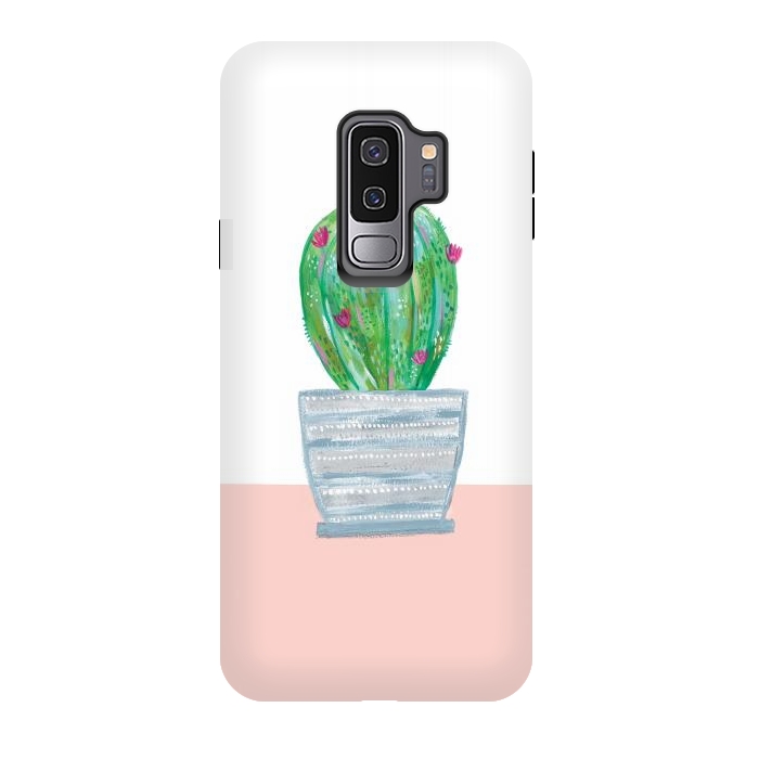 Galaxy S9 plus StrongFit cactus in grey pot by lauradidthis