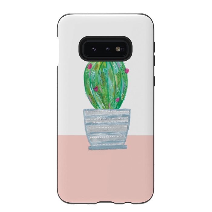 Galaxy S10e StrongFit cactus in grey pot by lauradidthis