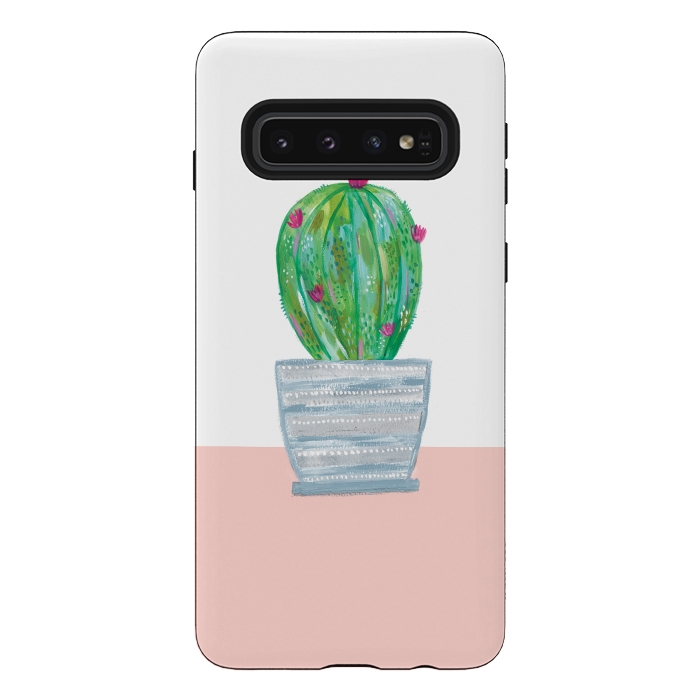 Galaxy S10 StrongFit cactus in grey pot by lauradidthis