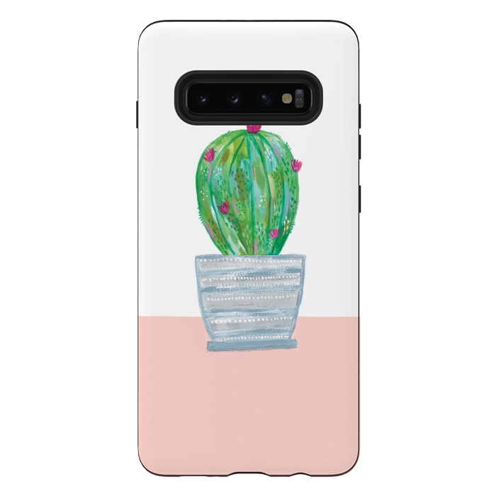 Galaxy S10 plus StrongFit cactus in grey pot by lauradidthis
