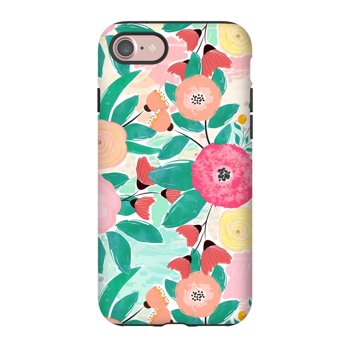 iPhone 7 StrongFit Modern brush paint abstract floral paint by InovArts