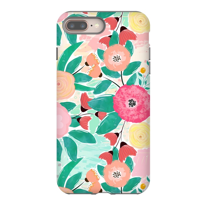 iPhone 7 plus StrongFit Modern brush paint abstract floral paint by InovArts